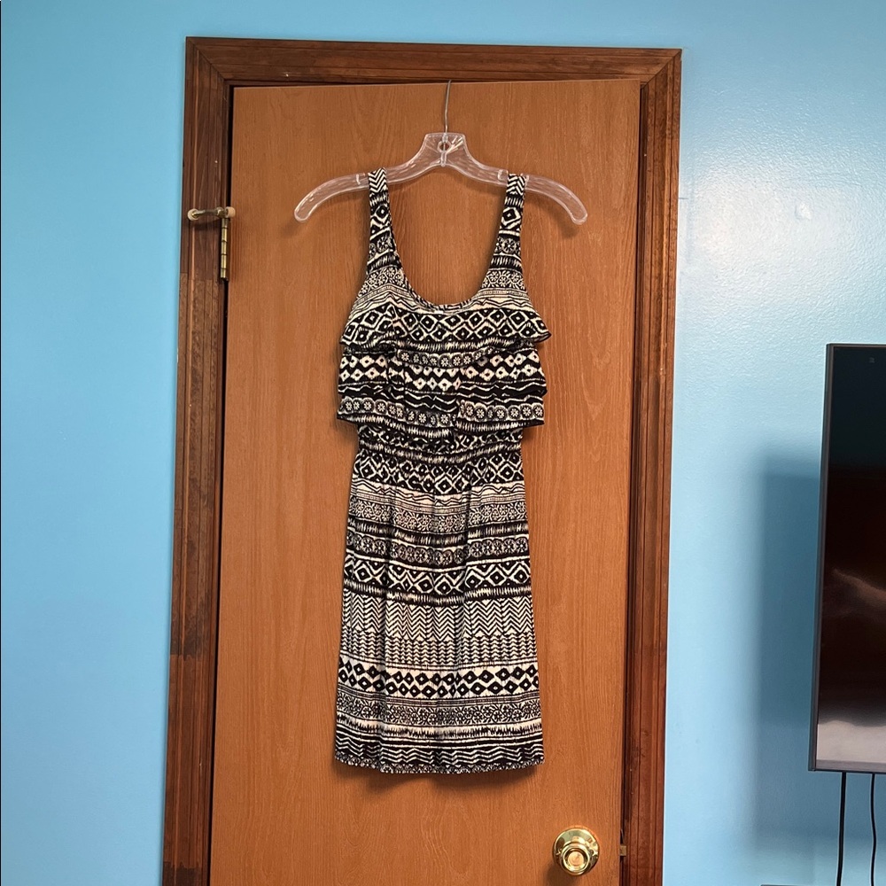 Xhilaration Black and White Geometric Mini Dress